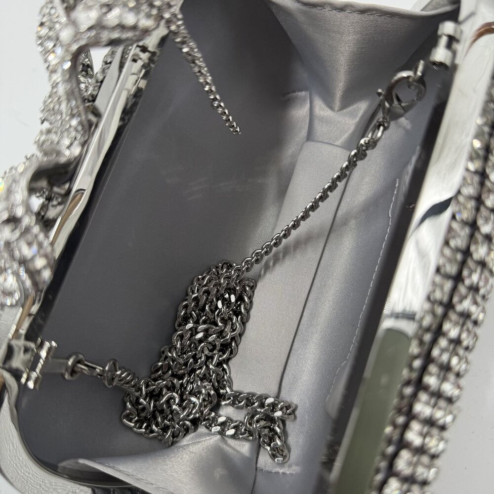 Self-Portrait Crystal Embellished Clutch With Bow Detail - Picture 11 of 13